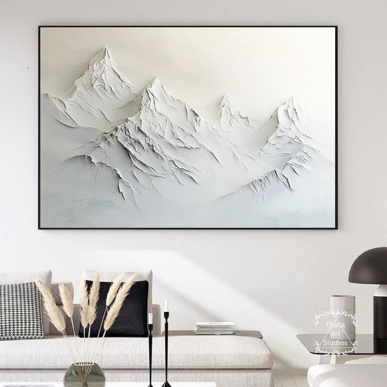 White 3D Texture Mountain Abstract Painting Large Abstract Wall Art ...