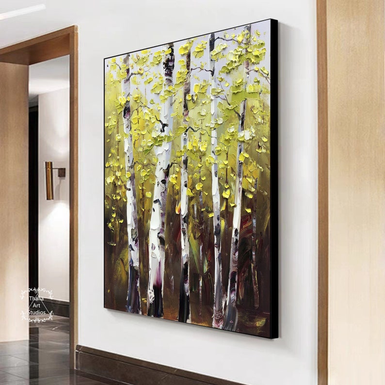 Large Birch Tree Wall Art Original Birch Tree Abstract Etsy