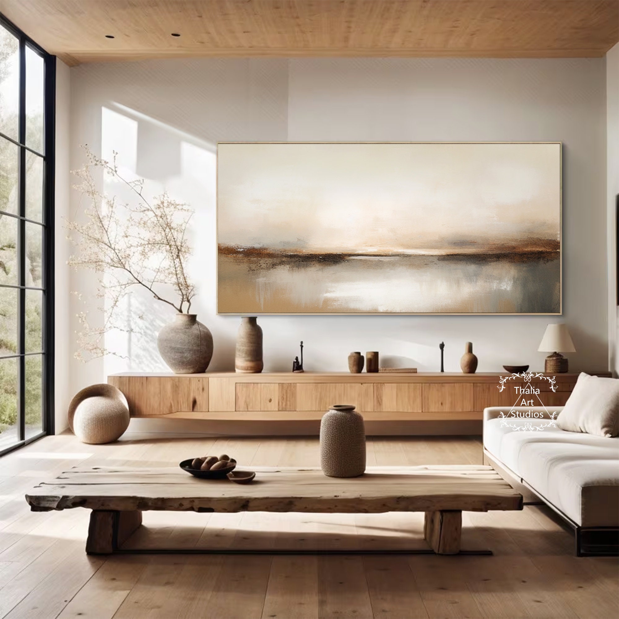Brown and Beige Abstract Texture Painting Large Brown Landscape ...