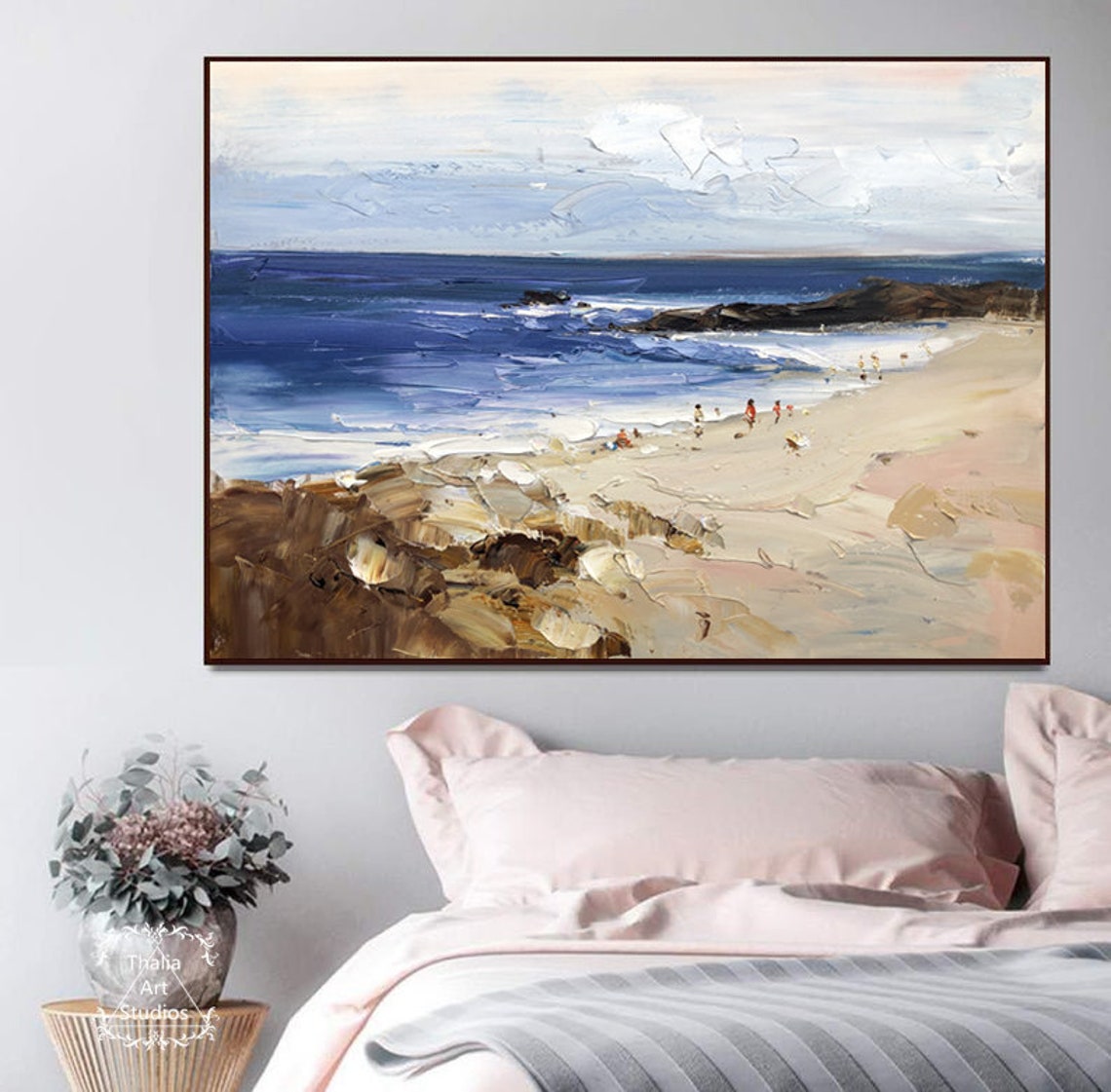 Large Beach Paintings Original Beach Abstract Paintings Blue Etsy