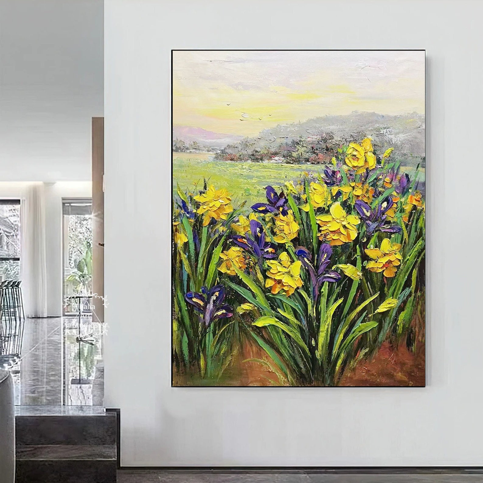 Large Original Landscape Painting Large Flower Abstract Etsy