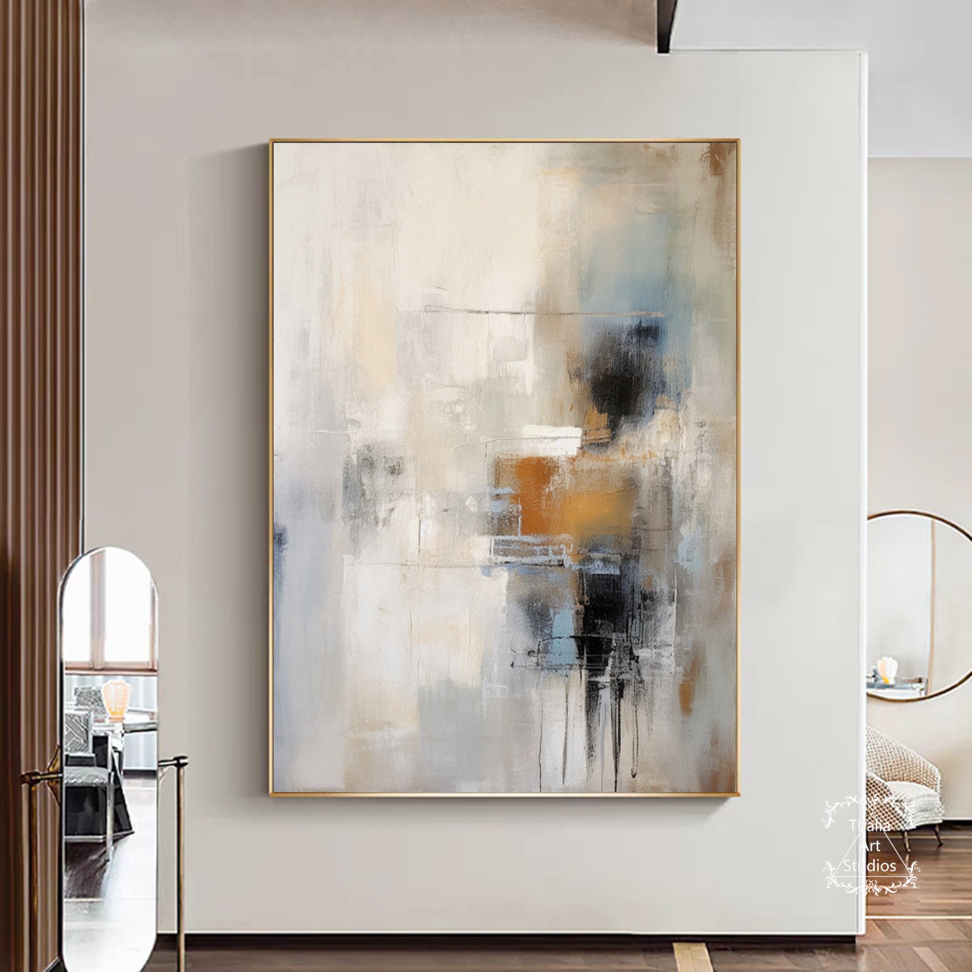 Large Painting on Canvas Beige Brown Abstract Painting Beige Abstract ...