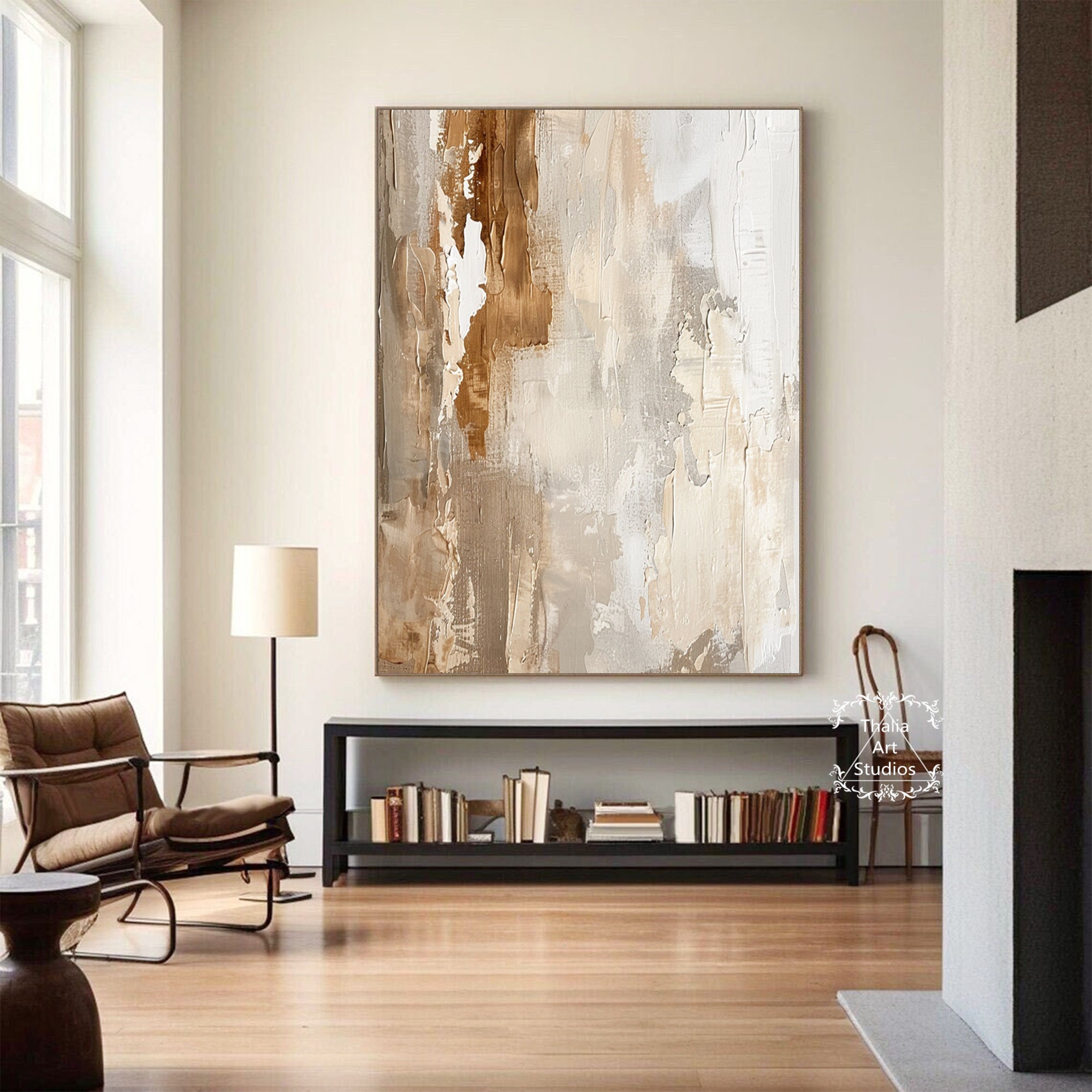 Large Brown and Beige Abstract Painting Brown Minimalist Abstract ...