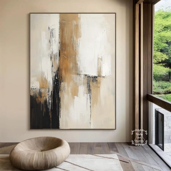 抽象画　茶色　絵画　アート作品 大きな茶色の抽象キャンバス絵画ミニマリズム侘び寂び装飾壁