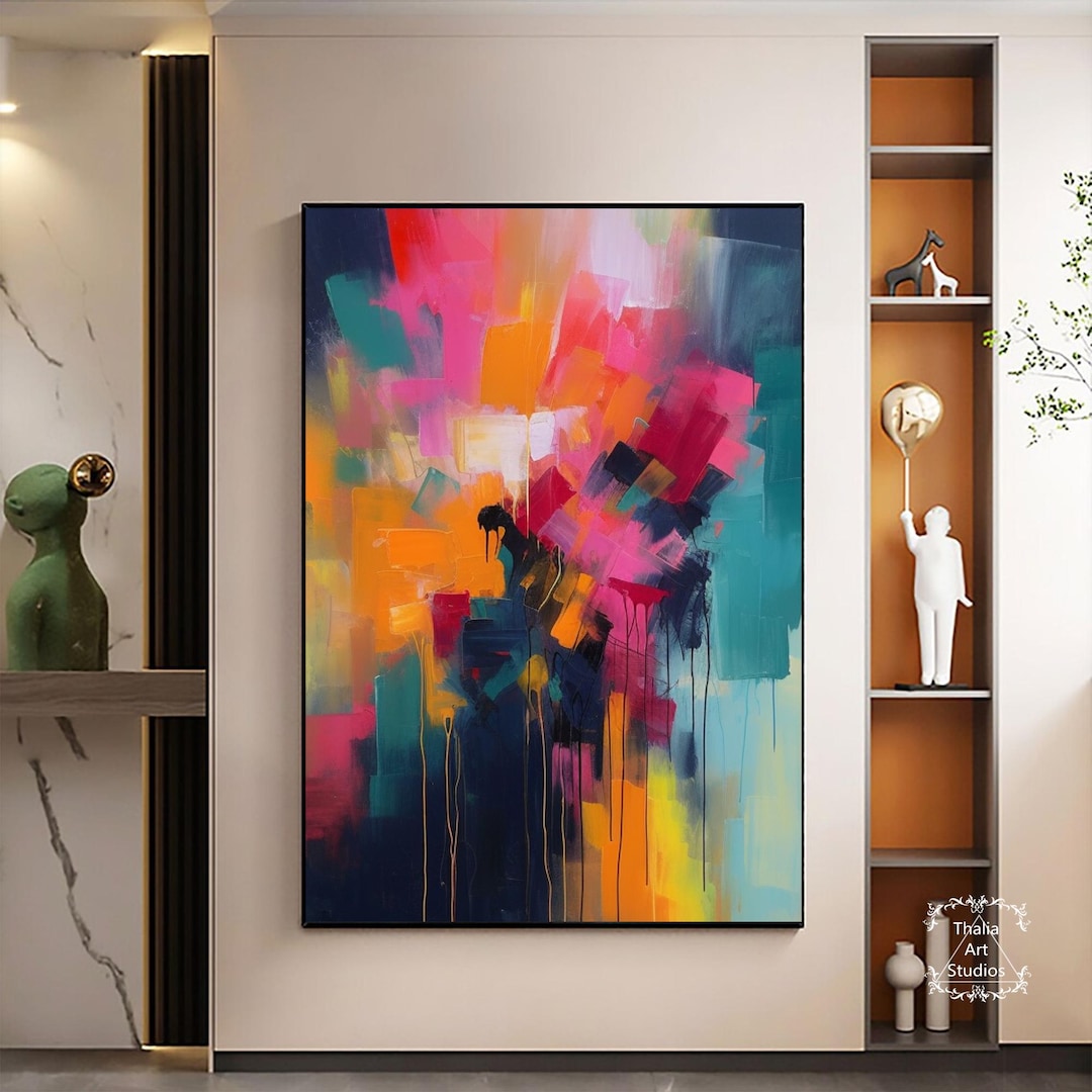 カラフルな抽象的な3D油絵大きなカラフルな抽象的な絵画ピンクのテクスチャ絵画オリジナルのテクスチャアート寝室の装飾絵画 - Etsy 日本, image size:1080x1080