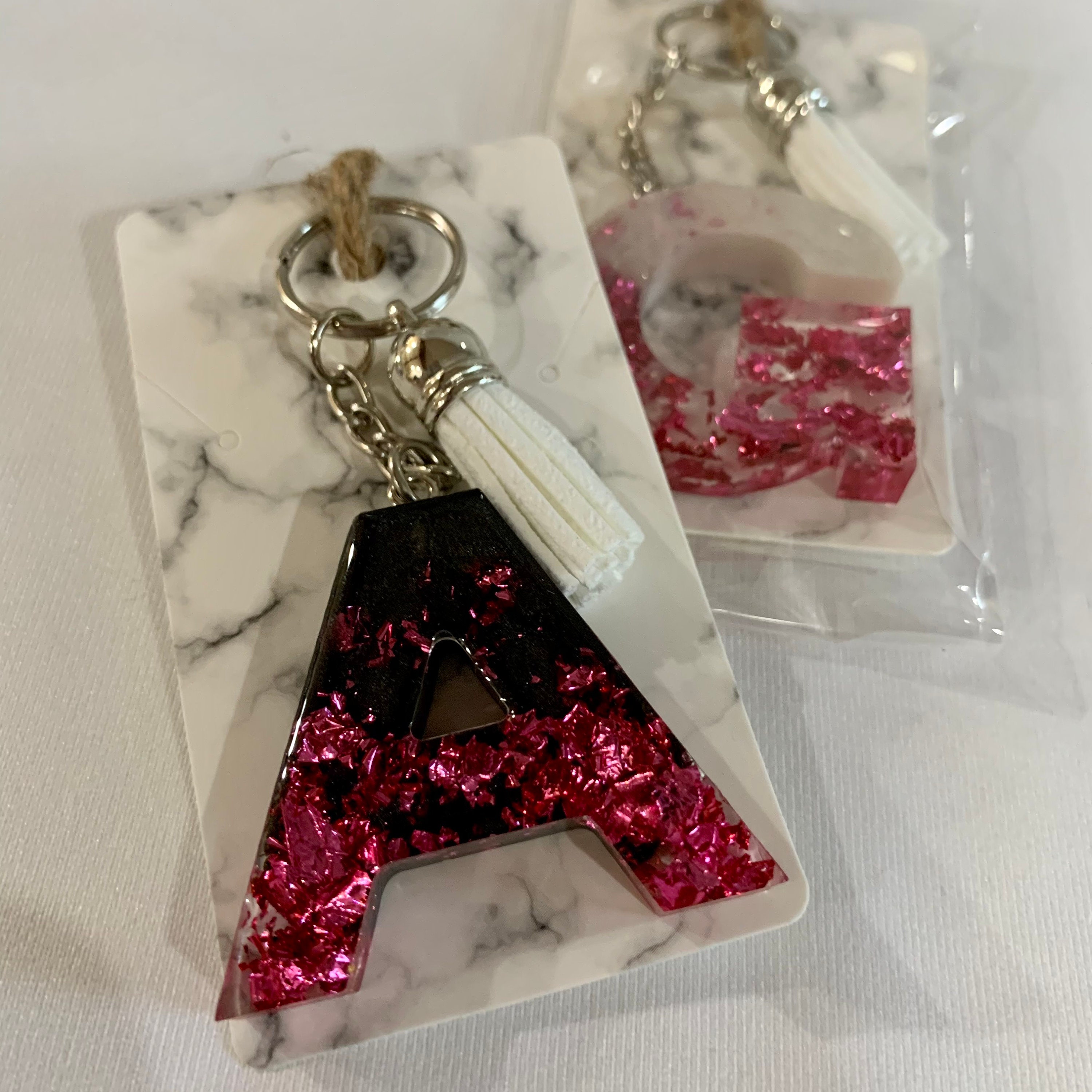 Custom resin letter keychains Etsy