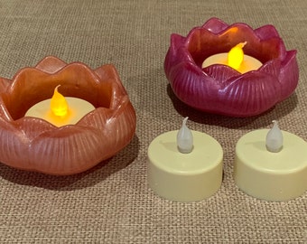 Lotus flower resin candle holder