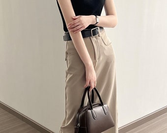 Korean Style Minimalistic High Waist Pocket Cargo Skirt w/ Belt