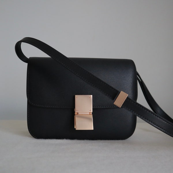 Celine Black Calfskin Leather Large Classic Box Bag