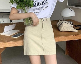 long khaki skirts etsy