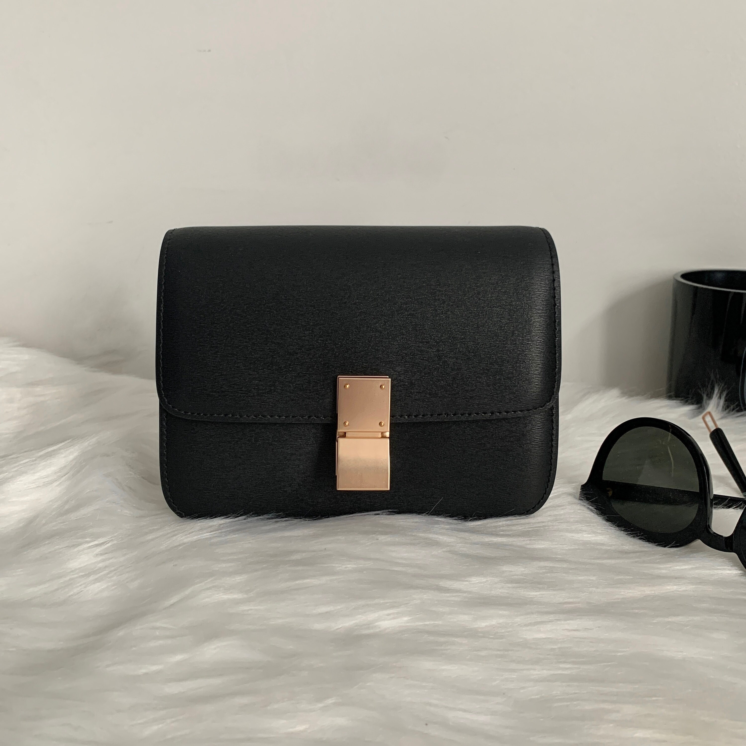 Korean Style Small Size Minimalistic Black Calfskin Leather - Etsy