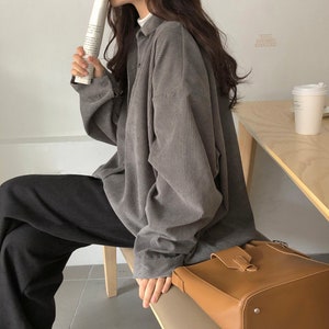 Korean Style Bella Oversized Corduroy Blouses 3 Colors - Etsy