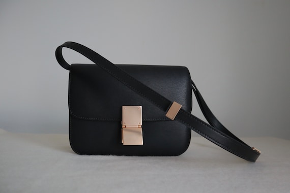 Calfskin Leather Crossbody Bag Saffiano Leather Structured 