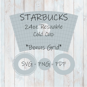 Starbucks Venti Reusable Cold Cup Template and Logo Borders SVG PNG and PDF