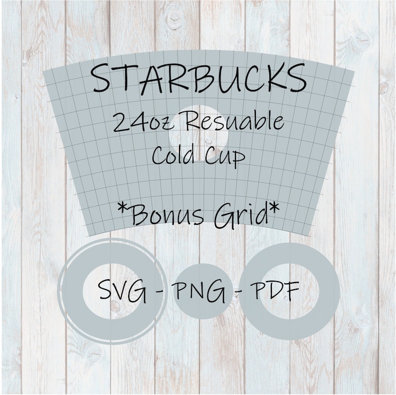 Starbucks Venti Reusable Cold Cup Template and Logo Borders SVG PNG and PDF 