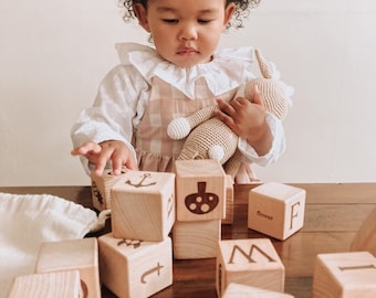 Exclusive Engraved Beech Wood Alphabet Blocks | UK Handcrafted Baby Gift