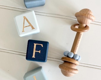 Custom Wooden Name Blocks – Hand-Painted Montessori Nursery Decor keepsake