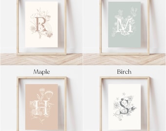 Hand Illustrated Initial Nursery Print A4 | Initial Artwork