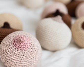 Crochet Boob Rattle | Breastfeeding Toy - Ladies Fighting Breast Cancer Charity