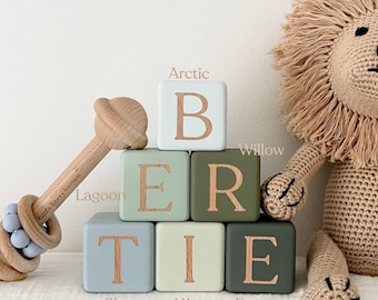 Wooden Name Blocks | Hand-Painted Nursery Decor, Beech Wood Letters