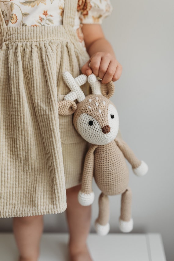 Crochet Deer Teddy | Crochet deer, Crochet teddy, Woodland nursery decor, Gift for kids, Knitted deer, Domino the Deer, Reindeer toy