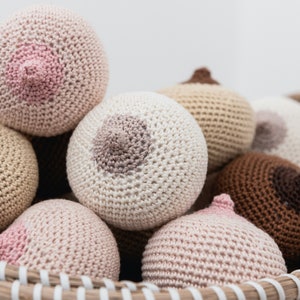 Crochet Boob | Boobie rattle, Knitted boob, Crochet boobie, Boob rattle, Crochet toys, Midwife tool, Breast cancer awareness, Charity gift