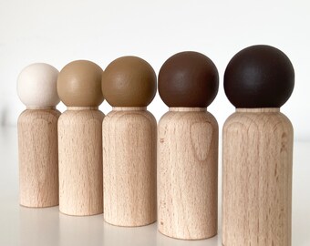 Multicultural Wooden Peg Doll Set | Montessori Inclusive Toys