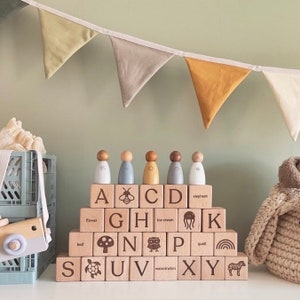 Deluxe Set of 26 Wooden Alphabet Blocks | Engraved wooden blocks, Children&#39;s ABC blocks, Wooden block set, Luxury kids gift, ABC cubes