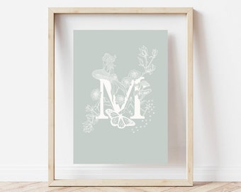Alphabet Nursery Print | Hand-Drawn Initial Wall Art (A4)