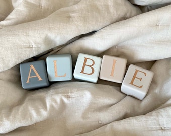 Custom Wooden Name Blocks – Hand-Painted Montessori Nursery Decor keepsake