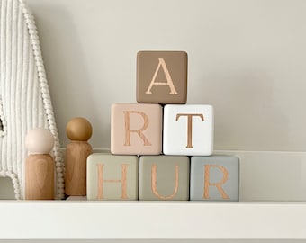 Personalised Wooden Name Blocks, Neutral Nursery Decor | Custom New Baby or First Baby Gift