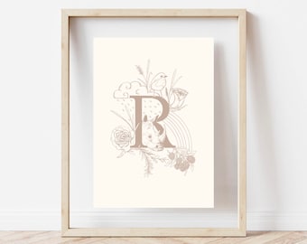 Alphabet Nursery Print | Initial Wall Art, A4 Size