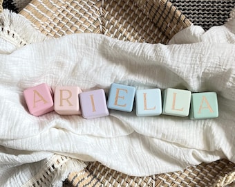 Personalised Wooden Name Blocks | Rainbow Nursery Decor, Hand-Painted Beech Wood