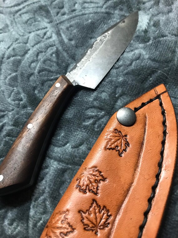 EDC Knife 7” Long Hand Hammer Mark Blade Micarta Scale Bushcraft