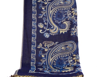 Paisley Pashmina Scarf: Blue & Purple Bohemian Shawl, Wedding Wrap, Festival Pretty Accessory (Multiple Colors)