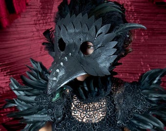 Raven Plague Doctor Mask – Gothic Black Halloween Costume Mask