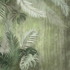 Tropical Monochrome Self Adhesive Peel and Stick Wall Decoration Exotic Leaves Non-Pasted Textured Wallpaper image 4