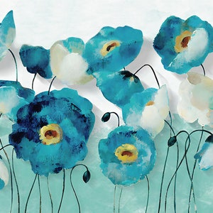 Watercolor Long Stem Garden Flowers and Plants Removable Wallpaper