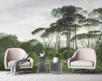 Forest Deer Wallpaper Mural: 3D Self-Adhesive Peel and Stick