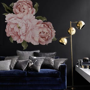 11 Piece Soft Pink Peonies Bouquet Flower Peel&Stick Peony Bouquet Flowers Removable Self Adhesive Wall Decal Set