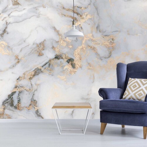 Marble Wallpaper White Gold Luxury TV Background Wallpaper Etsy Canada