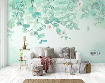 Nordic Leaf Plum Self Adhesive Peel and Stick Wall Sticker Blossom Floral Removable Non-Pasted Textured Wallpaper