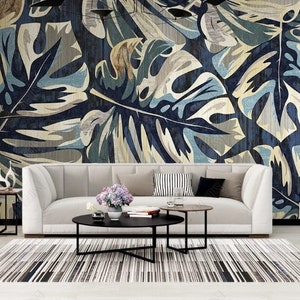 Modern Floral Murals Watercolor Exotic Leaves Self Adhesive Peel and Stick Flowers Wall Decoration Non-Pasted Removable Wallpaper image 3