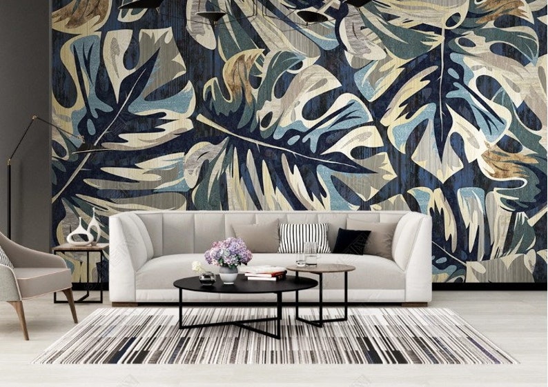 Modern Floral Murals Watercolor Exotic Leaves Self Adhesive Peel and Stick Flowers Wall Decoration Non-Pasted Removable Wallpaper image 3