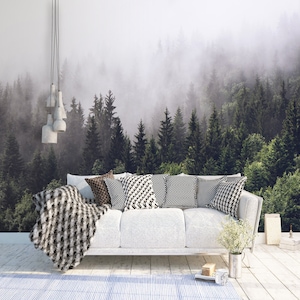 Forest Misty Jungle Natural Removable Wallpaper