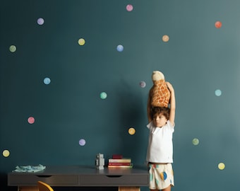 Watercolor Polka Dot Wall Decals: 63 Piece Removable Stickers