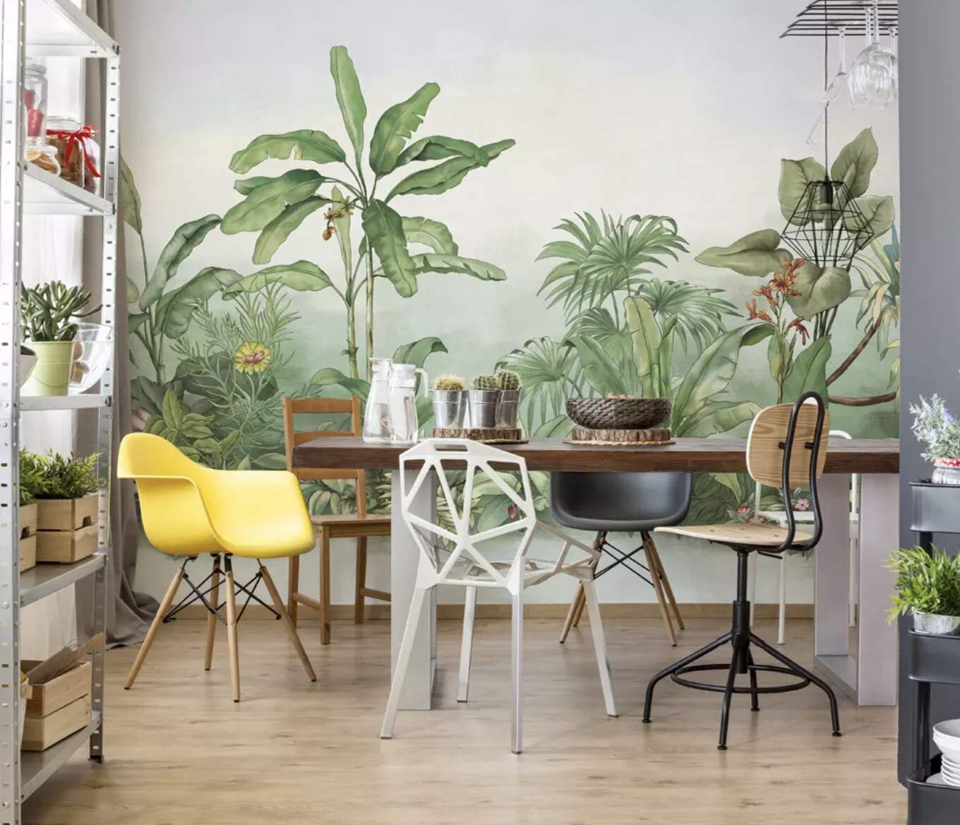 Natural Jungle Self Adhesive Peel and Stick Painting Landscape Removable Non-Pasted Textured Wallpaper