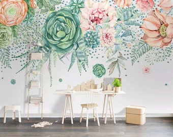 Soft Flower Self Adhesive Vintage Peel and Stick Wall Decoration Blossom Non-Pasted Textured Wallpaper