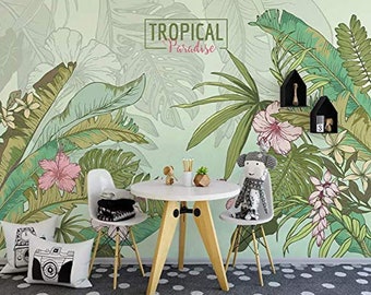 Mirabilis Tropical Rainforest Self Adhesive Peel and Stick Exotic Removable Non-Pasted Textured Wallpaper