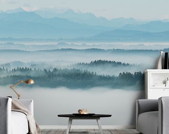 Misty Nature Mountain Self Adhesive Peel and Stick Removable Non-Pasted Textured Wallpaper